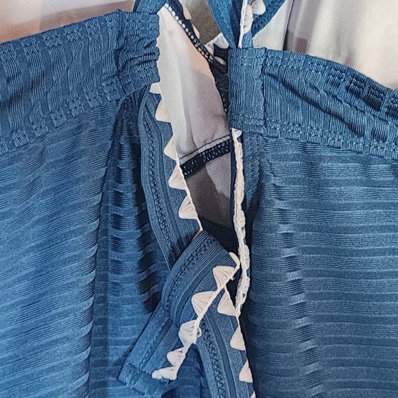 Rotita Peacock Blue Criss Cross Ties Floral Bottom Poly Span Tankini Set Size S - Picture 12 of 16